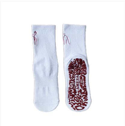 CHERRY Series グリップソックス｜White × Burgundy