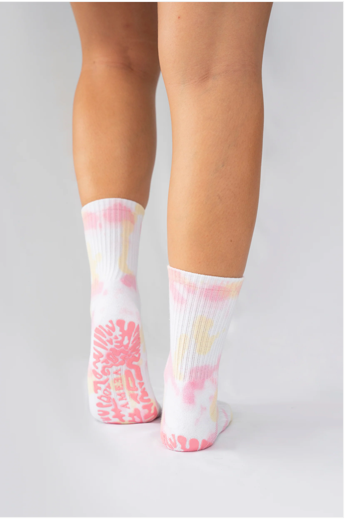 Crew Grip Socks Tie Dye - Pink | タイダイ柄ピラティスソックス
