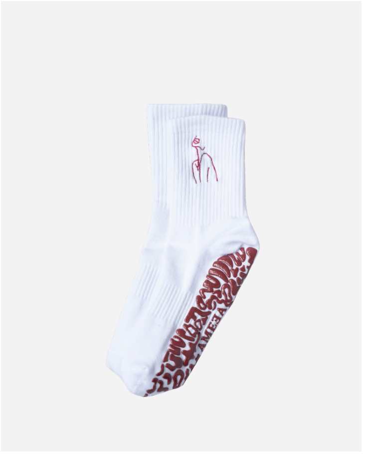 CHERRY Series グリップソックス｜White × Burgundy